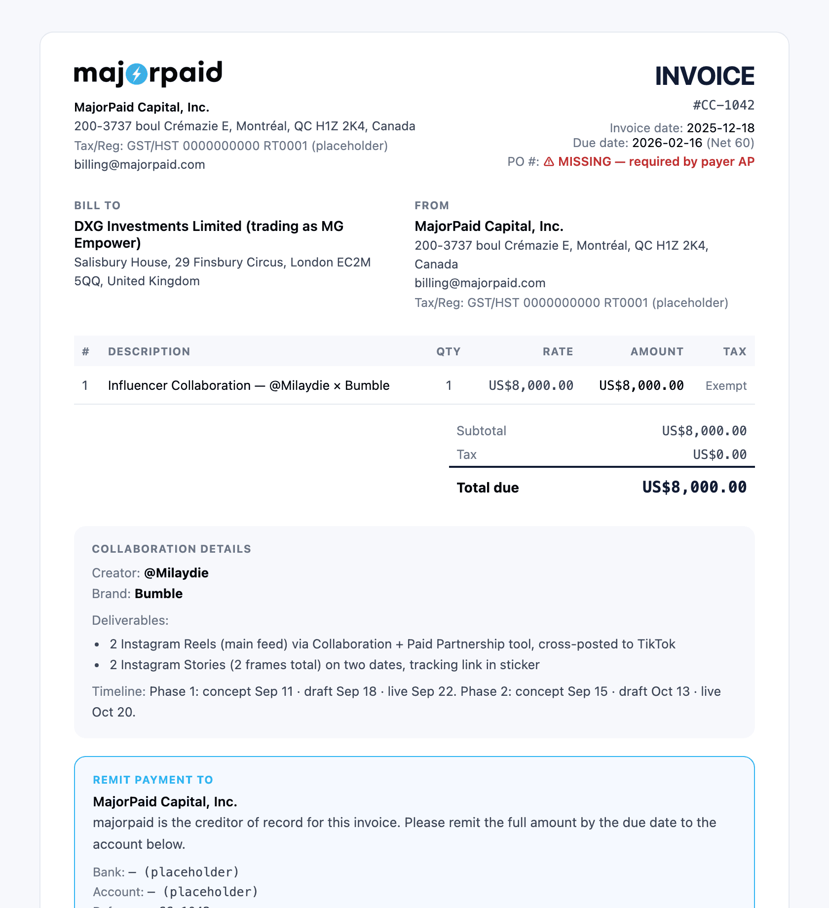 Pay one updated invoice — on your original terms
